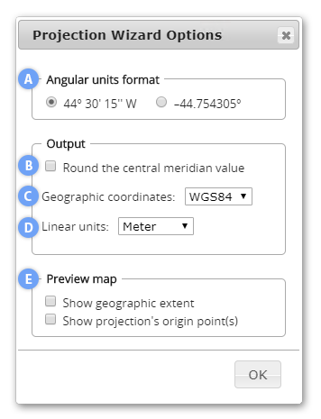 Projection Wizard Options